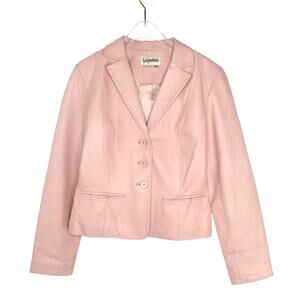 90s Vintage Bagatelle Pink Leather Jacket Pastel Medium Retro